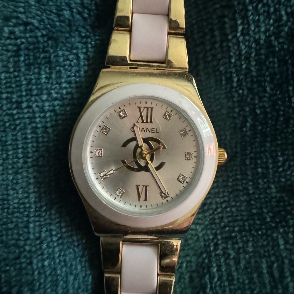 Chanel Gold and White Watch